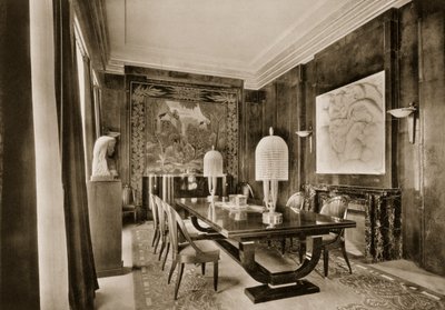 Dining Room, designed by Jacques-Emile Ruhlmann, from Ensembles Mobiliers II, 1925 by French Photographer